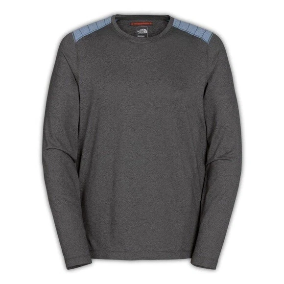 Men's The North Face LS Hiking Camping Long Sleeve Seward Tee Shirt Gray Medium