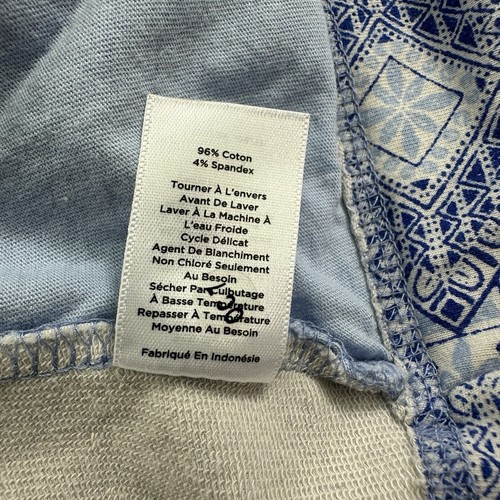 Maglione Talbots French Terry Zip Petite Piccolo Finto Collo Cotone Blu Geometrico - Foto 8 di 11