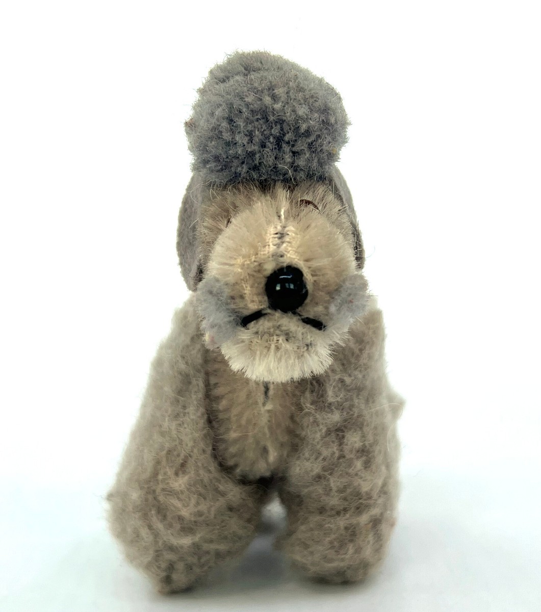 Steiff Snobby Grey Poodle Dog 1960s Wool and Mohair Plush