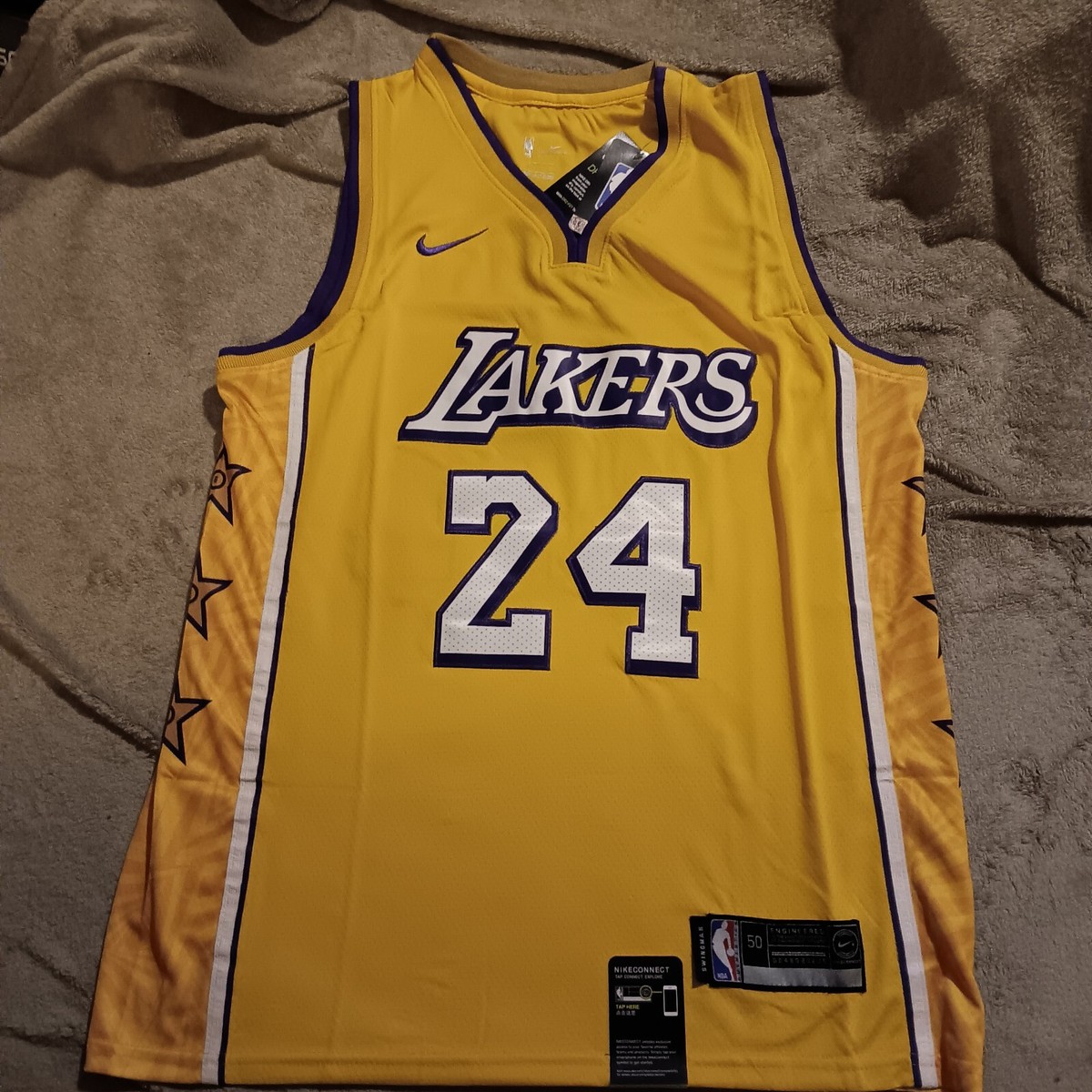 Large Kobe Bryant #24 Los Angeles Lakers Yellow NBA Jersey