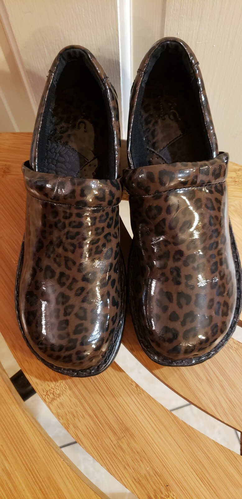 leopard print nursing clogs