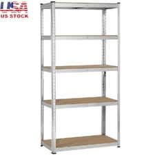 5 Shelf Heavy Duty Boltless Adjustable Steel Storage Rack Home Office Garage New