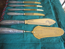 serv. 12 posate dolce + paletta e coltello in arg 800 VM  e lama dorata Solingen