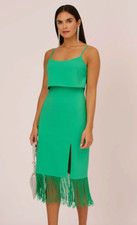 NWT ADRIANNA PAPELL Stretch Crepe Popover Midi Dress Sz 22W $245 Summer Green