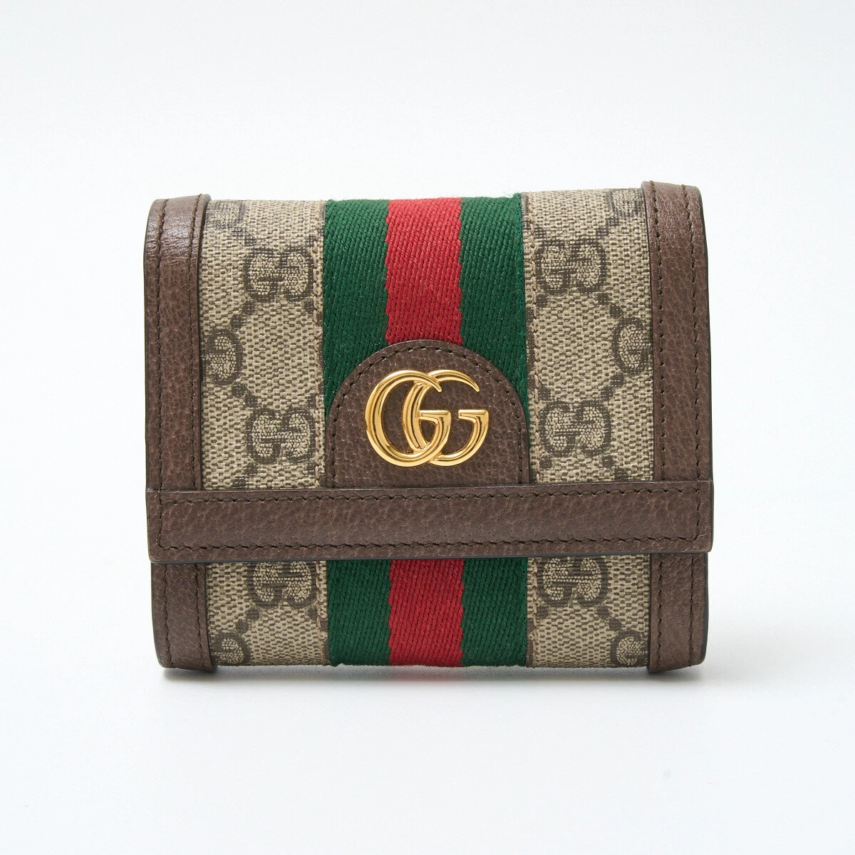Gucci Ophidia Portefeuille Tri Fold 523174 Compact Mini Gg Supreme Cuir Bande Web 