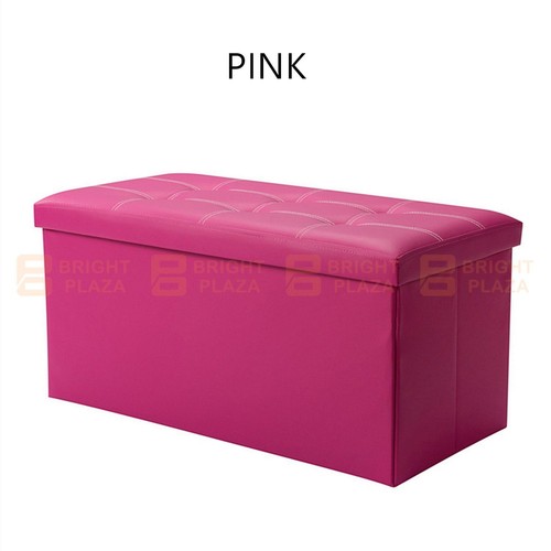 Large Folding Ottoman Storage Footstool Stool Box Pouf Seat Faux Leather Rect. - Picture 14 of 15