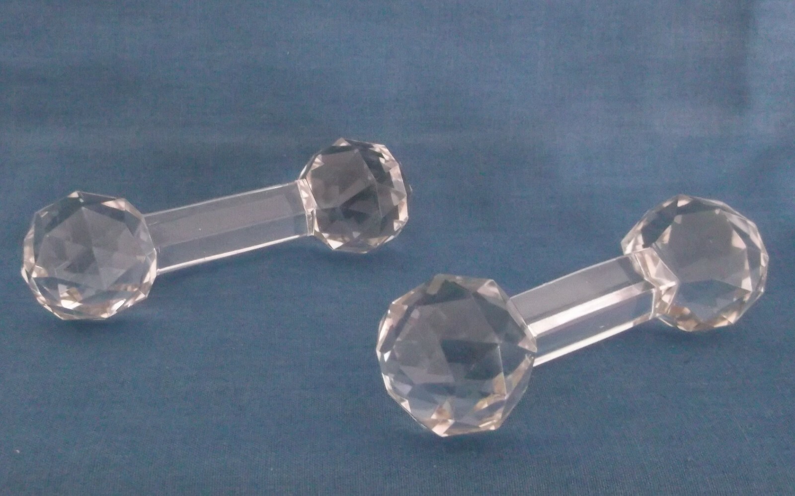 VINTAGE PAIR OF FACETED CRYSTAL BARBELL SPOON RESTS TABLEWARE eBay