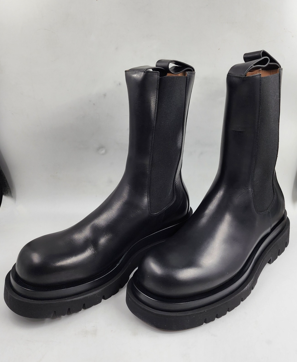 Bottega Veneta Leather Tall Platform Chelsea Boots Men's 9US Nero