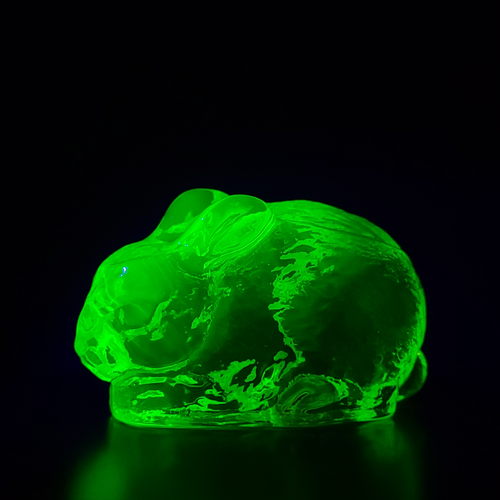 Uranium Glass Rabbit Vaseline Yellow Glass Animal Figurine Art Deco ...