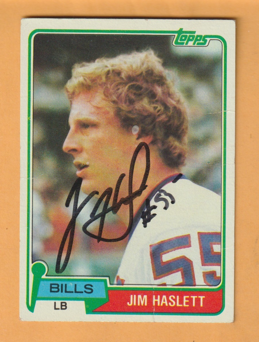 Jim Haslett Buffalo Bills AUTO Signed 1981 Topps Pittsburgh Avalon High Creases