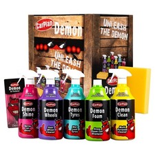 Demon 7pc Car Care Gift Pack Set Includes Shine, Wheels, Foam, Tyres x2