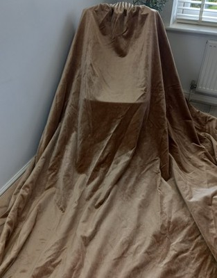 Vintage Samt Chennil Vorhänge goldbraun jeder Vorhang über 3 Meter breit
