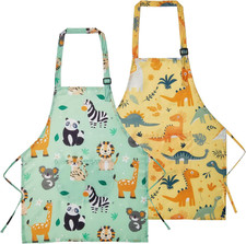 2 Pack Kids Apron Girls Boys for Cooking, Waterproof Art Apron