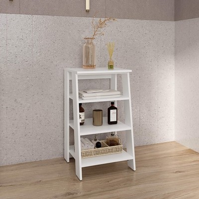 TUHOME Bathbi 30-Inch High Four-Tier Ladder Shelf Organizer, Compact Corner Stor
