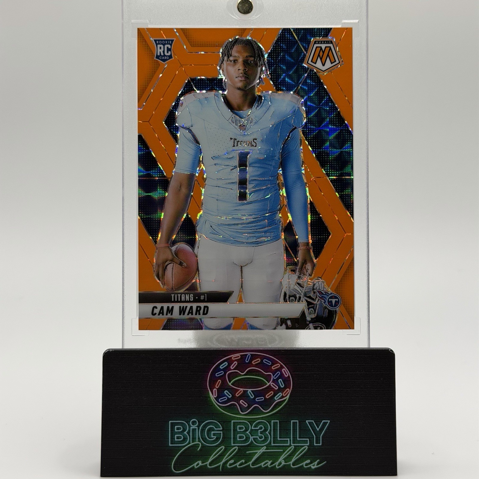 2025 Mosaic Cam Ward Rookie Orange Fluorescent Prizm /25 Variation #272 Titans