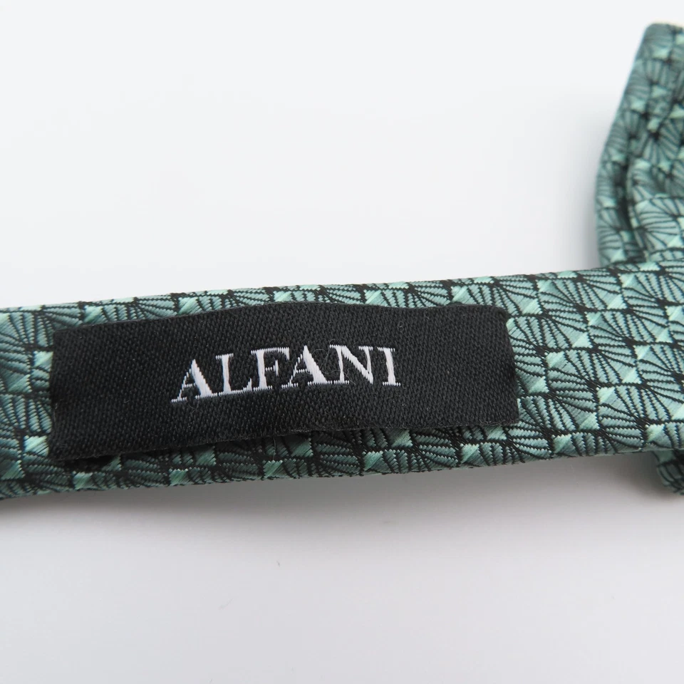 Pajarita Alfani verde negra a cuadros 2,5" de ancho pre corbata poliéster Foto 3 de 4