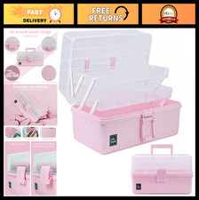 13" Multi-Layer Art Craft Organizer Storage Box - Plastic Tool Box with Handle f