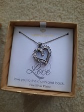 Fine Silver Plated Heart Pendant Necklace- In...
