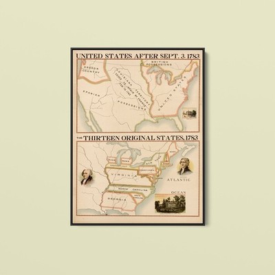 Vintage Maps - The Original Colonies - Art Print on Paper or Canvas