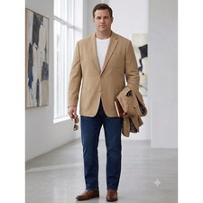 PJ Paul Jones Mens Tan Herringbone Blazer Jacket Two Button XL Tan Sport Coat