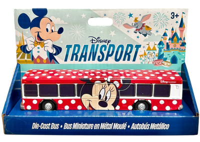 Disney World Parks Minnie Mouse Bus Polka Dot Wrap Diecast Transport - NEW