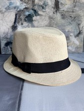 Vintage Panama Style Fedora Hat Cream Straw 7 / Medium