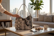 Borsa a tracolla boho Margot New York pelle di serpente stampa/pelle testurizzata