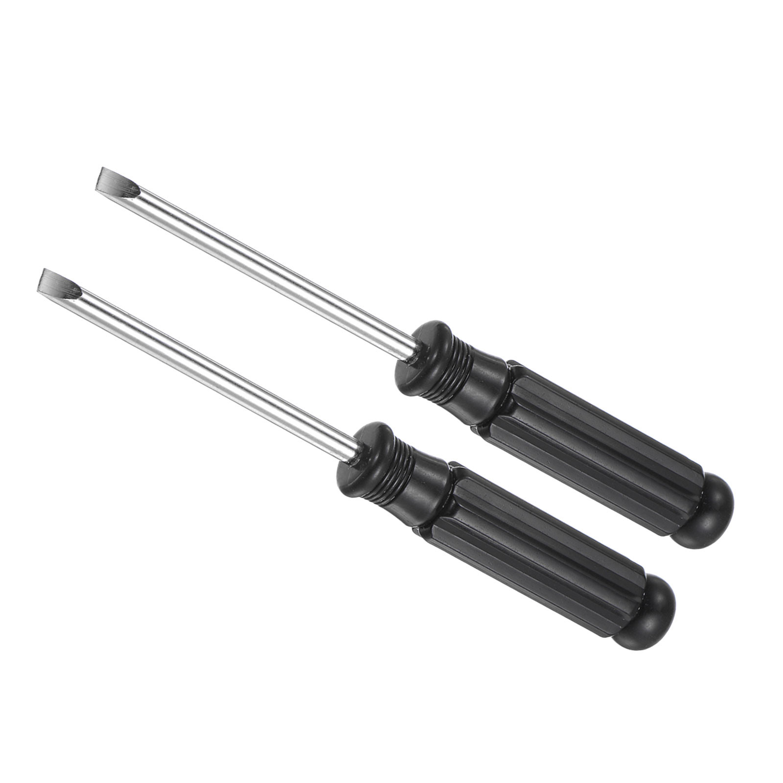 2pcs 5.0mm x 142mm Black Handle Slotted Flat Screwdriver Set