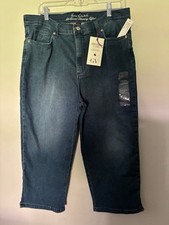 Gloria Vanderbilt Womens Blue Medium Wash Amanda Denim Capri Jeans Size 16