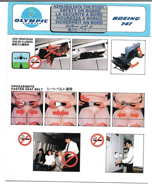 Safety card Olympic Airways Boeing 747 - Photo 1/1