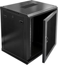 12U Wall Mount Server Cabinet with Locking Door Cooling Fan, Space-Saving Desi