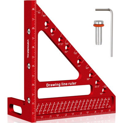 Large Carpenter Square 6.5''X5.79''Protractor Ruler with 3D Multi-Angle Measurin