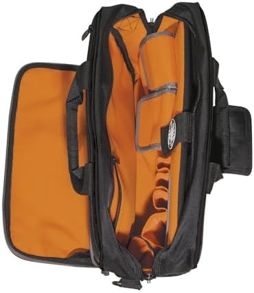 Tool Bag with Laptop Pocket, Black and Orange