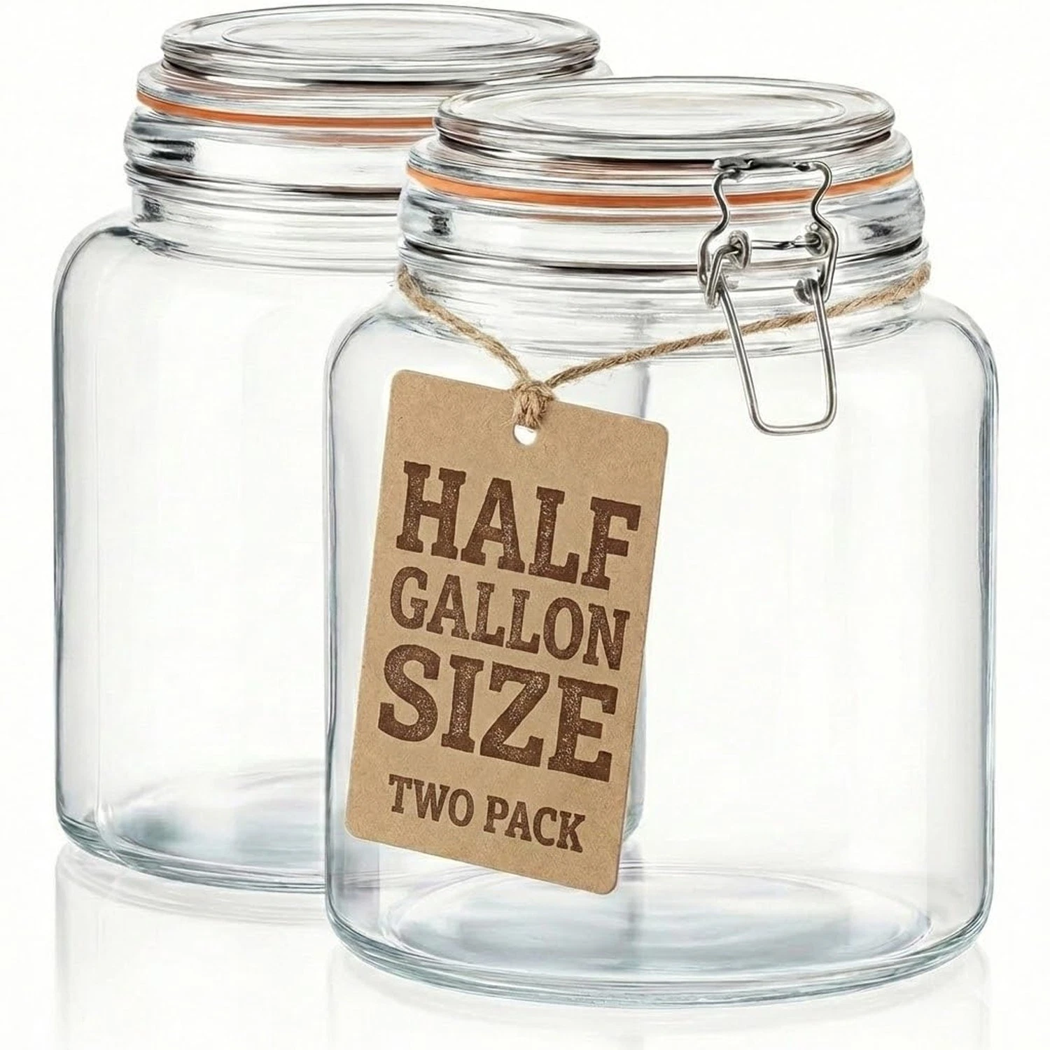 kitchentoolz Half Gallon Glass Large Mason Jars with Airtight Lid - 64oz Wide...