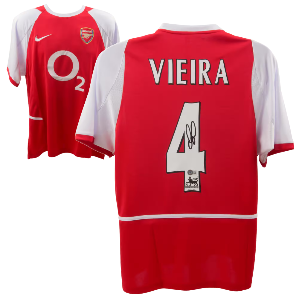 Patrick Vieira Signed Arsenal FC Home Soccer Jersey #4 with