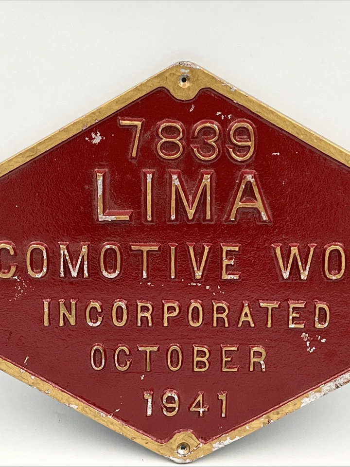 "Lima Locomotive Works 7839 octubre 1941 placa de diamante MSU Railroad Club 16"" X 9""" Foto 2 de 4
