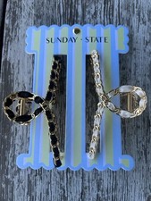 Sunday State 2-Piece BLACK  WHITE METAL Hair Clips One Size Gold CLAWS NWT