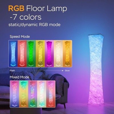 RGB Standleuchte LED Stehlampe Floor Lamp mit Fernbedienung Lichtsäule aus Stoff