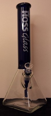 16'' HOSS glass pyramid bottom water pipe(Blue)