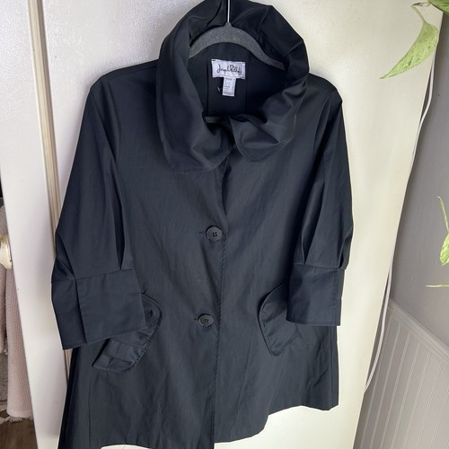 Joseph Ribkoff Women Black Swing Coat Jacket Size 8 Dramatic Collar Modern - Picture 8 of 22