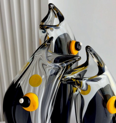 Set Of 3 Vases Fishes Art Blow Glass Galician Glass Ukrainian Masterpiece - Picture 7 of 16