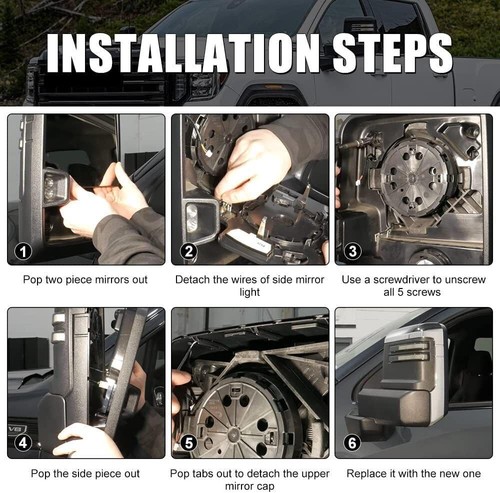 Rearview Mirror Caps fit for Chevy Chevrolet Silverado 2500HD 3500HD Black - Picture 7 of 9