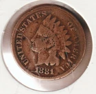 US Rare Old West 1881 Indian Head Penny Coin American Collection Shield Cent USA