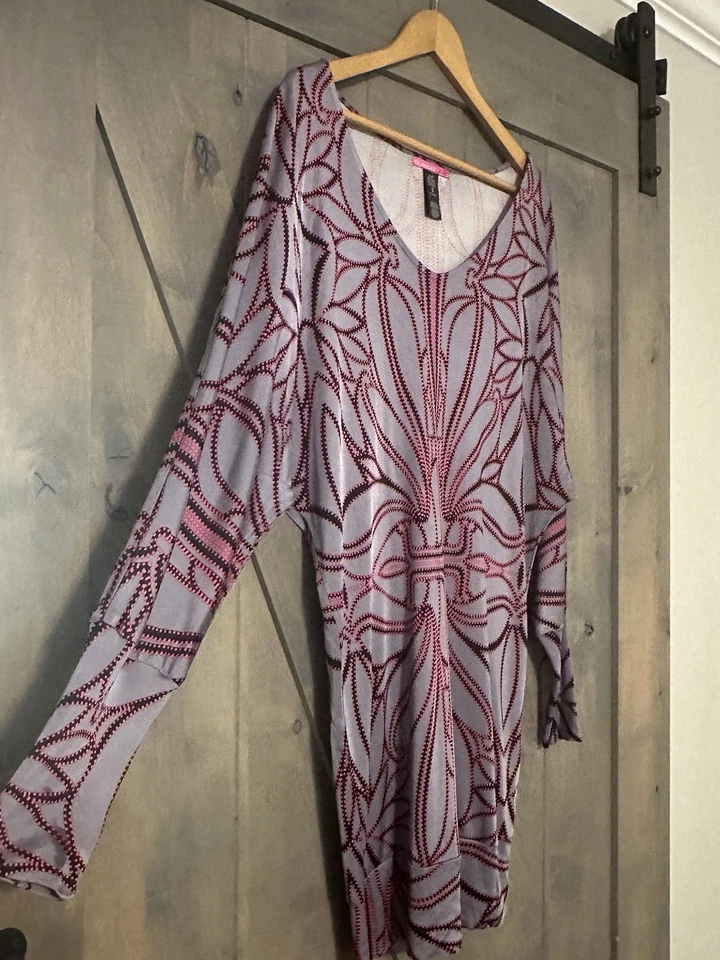 VTG Y2K Custoline Custo Barcelona S Rare Graphic Dolman Sleeve Sack Dress Mob - Image 4 of 4