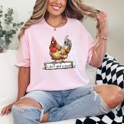 I Don't Give A Cluck Damen Ring-Spun T-Shirt Huhn Dame Landwirtschaft Geschenk für Sie