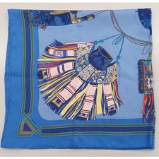 HERMES Scarf Carre 90 Blue CUIRS DU DESERT Condition B
