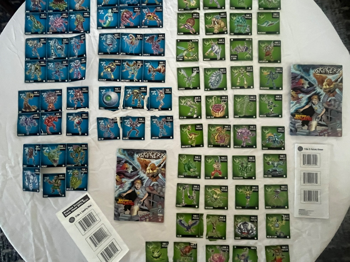 SKANNERZ: 83 MONSTER CARDS-Tribe 1 & 2; Two Comics & Instructions