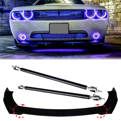 For Dodge Challenger SRT Front Bumper Lip Spoiler Splitter Body Kit+Strut Rods