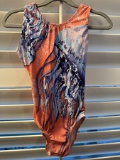 ALPHA FACTOR gymnastics dance LEOTARD CL child large JELLY FISH coral rare