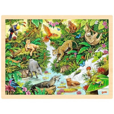 goki Einlegepuzzle ''Im Dschungel'' 57329 - Holzspielzeug Puzzle 96 Teile